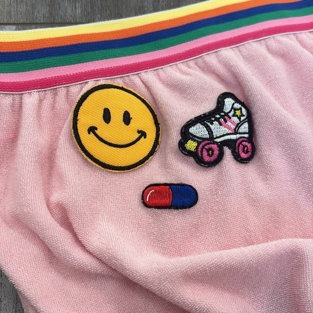 Dolls Kill Pink Terrycloth Patch Bandeau Tube Top Medium - Picture 3 of 5